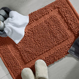 Sophie Border Ultra-plush Chenille Non-Slip Cotton Bath Mat