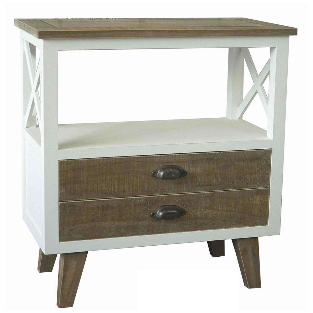 Urban Port Brown/White MDF Two-Drawer Cabinet