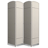 Sorbus 4 Panel Room Divider Tall Privacy Partition Screen Extra Wide Double Hinged Mesh Hand-Woven Folding Wall Divider - 6ft