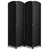 Sorbus 4 Panel Room Divider Tall Privacy Partition Screen Extra Wide Double Hinged Mesh Hand-Woven Folding Wall Divider - 6ft