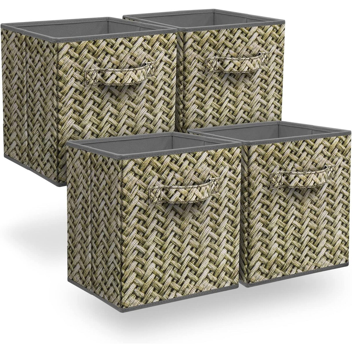 Sorbus Foldable Storage Cube Basket Bin (4 Pack, Woven Print - Gray)