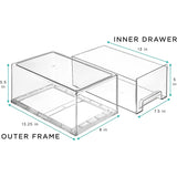 Sorbus Fridge Drawers - Clear Stackable Pull Out Refrigerator Organizer Bins 2 Pack, Large