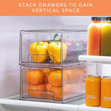 Sorbus Fridge Drawers - Clear Stackable Pull Out Refrigerator Organizer Bins 2 Pack, Large