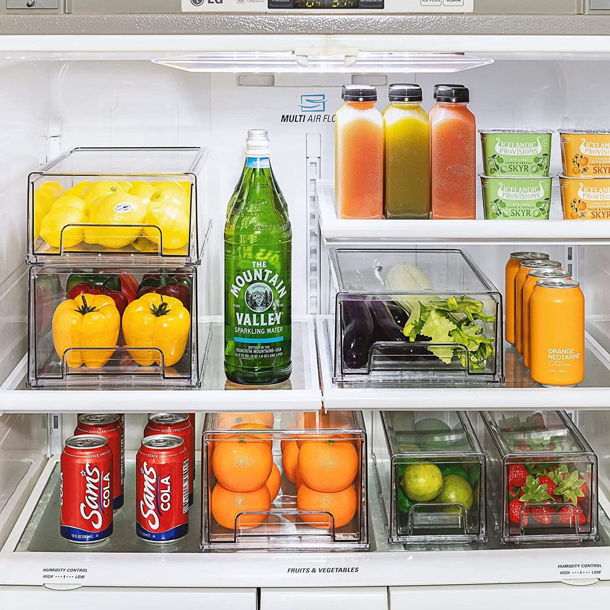 Sorbus Fridge Drawers - Clear Stackable Pull Out Refrigerator Organizer Bins 2 Pack, Large