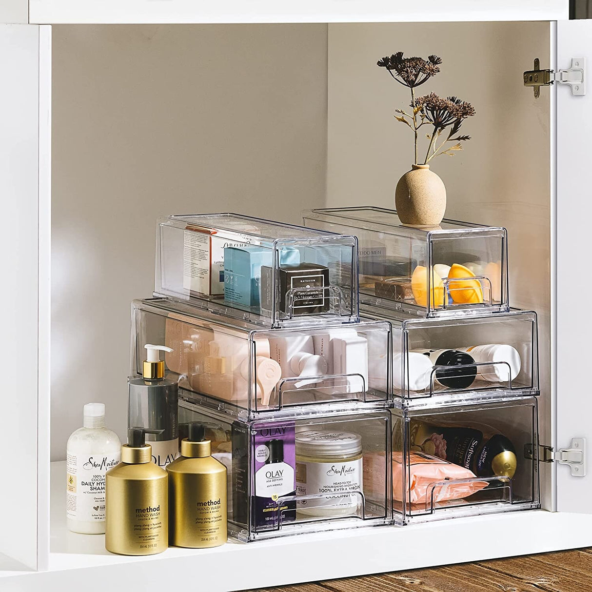 Sorbus Fridge Drawers - Clear Stackable Pull Out Refrigerator Organizer Bins 2 Pack, Large