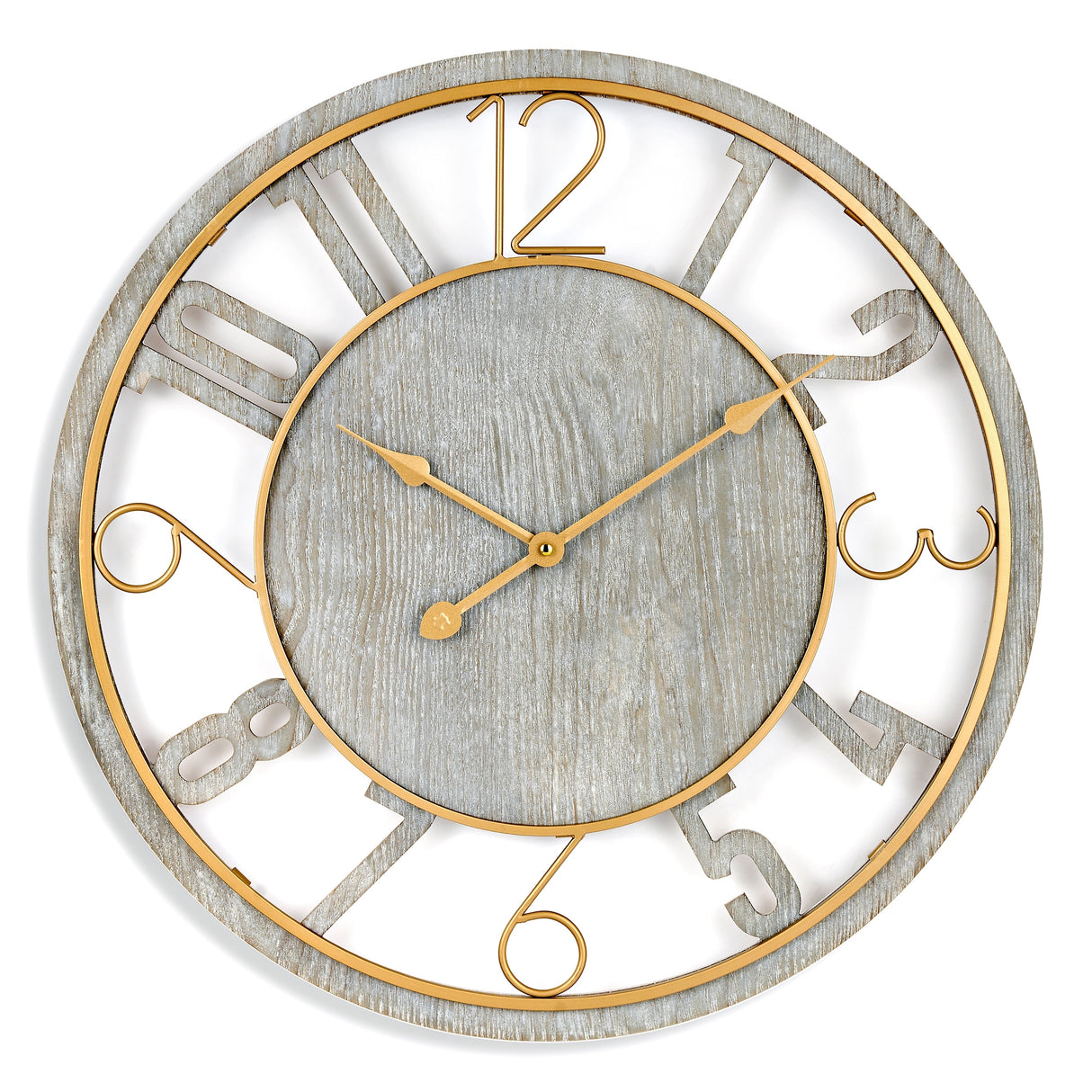 Sorbus Large 24" Decorative Round Wooden Analog Modern Wall Clock Battery Operated With Numeral Style Design