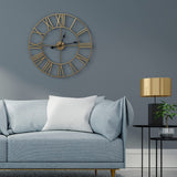 Sorbus Large Decorative Wall Clock, Analog Metal Clock, 24" Round (Gold)