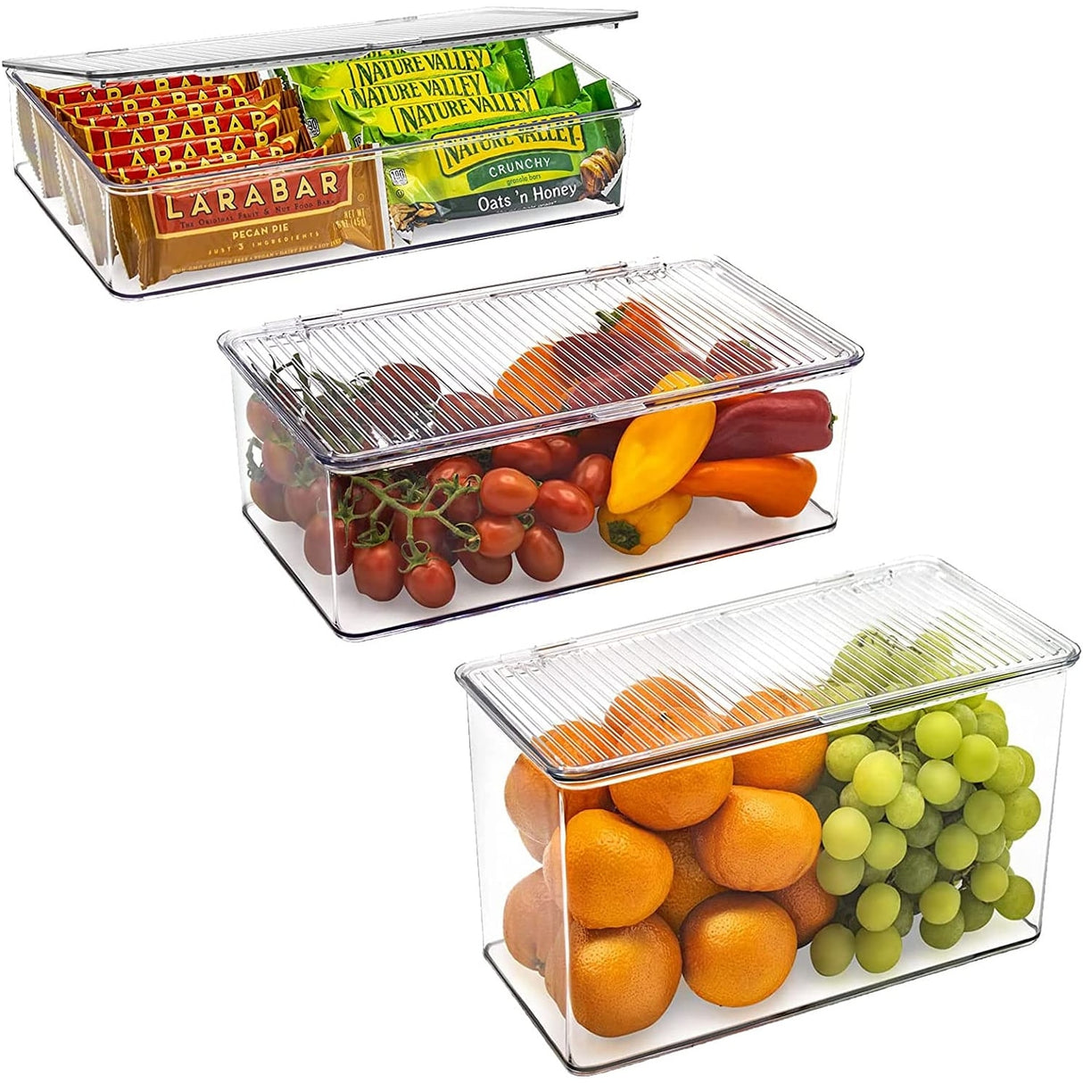 Sorbus Organizer Bin w Lids, Food Storage Containers for Kitchen Pantry & Fridge, Small