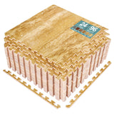 Sorbus Wood grain floor foam mat for home and office - Set of 24