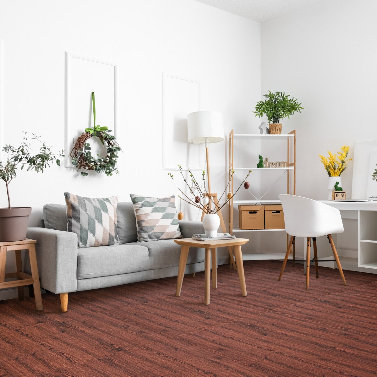 Sorbus Wood grain floor foam mat for home and office - Set of 24
