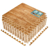 Sorbus Wood grain floor foam mat for home and office - Set of 24