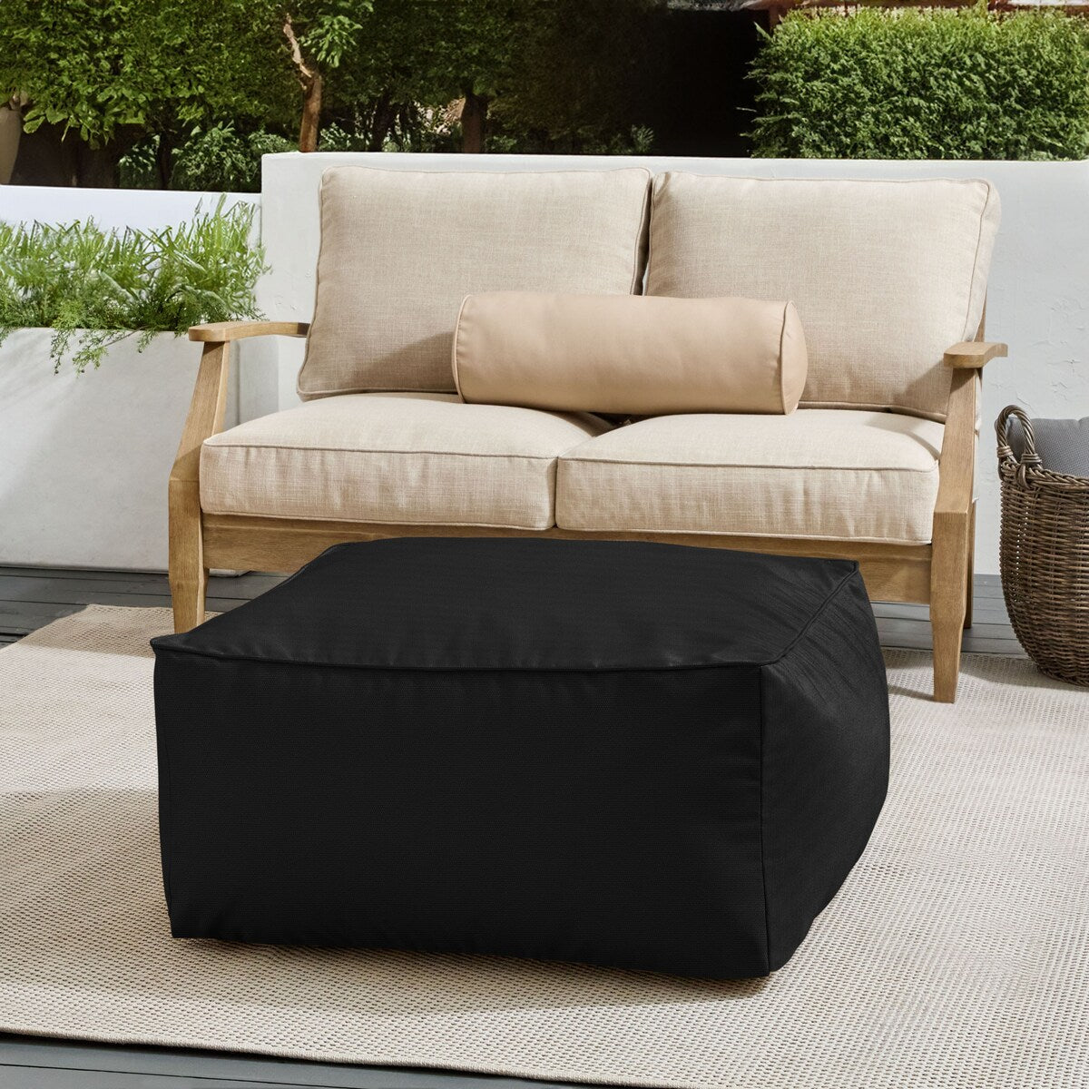 Sorra Home Sunbrella Outdoor Corded Solid Bean Pouf