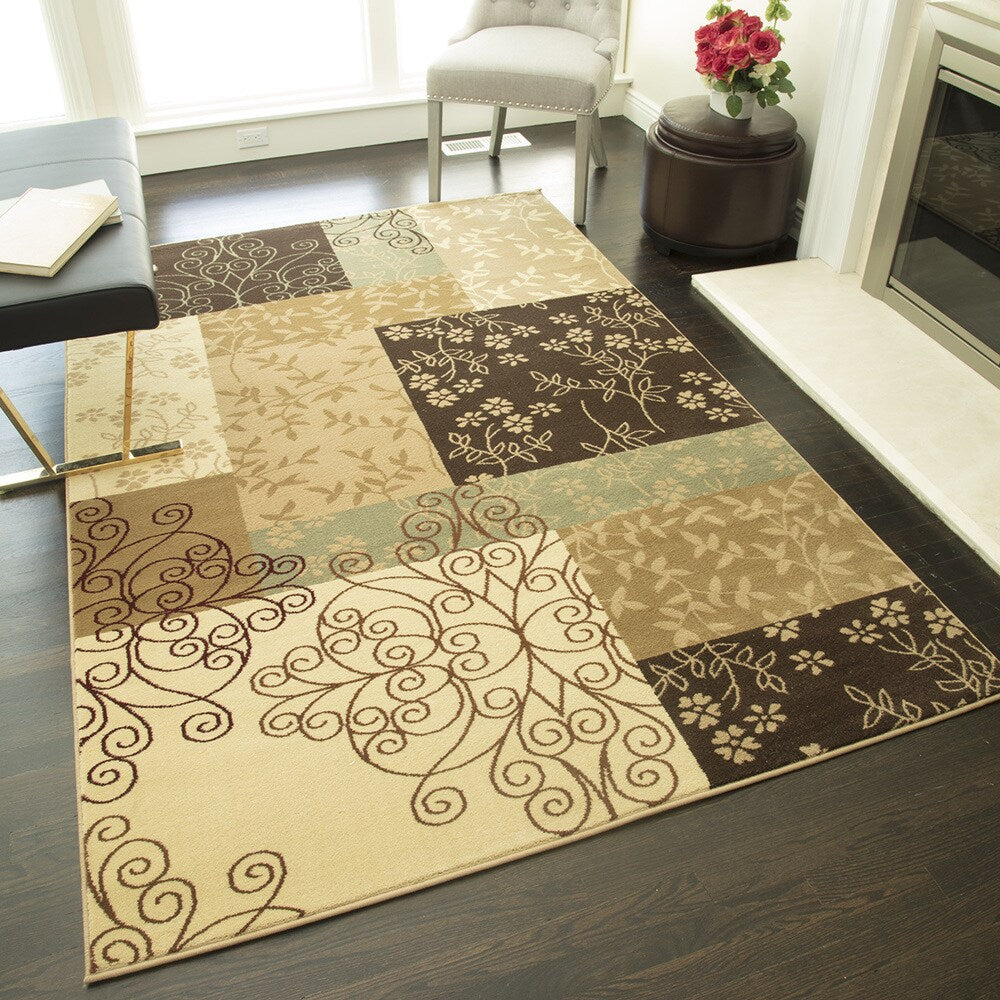 Sorrento Brown Geometric Area Rug - 7'10 x 10'10
