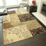 Sorrento Brown Geometric Area Rug - 7'10 x 10'10