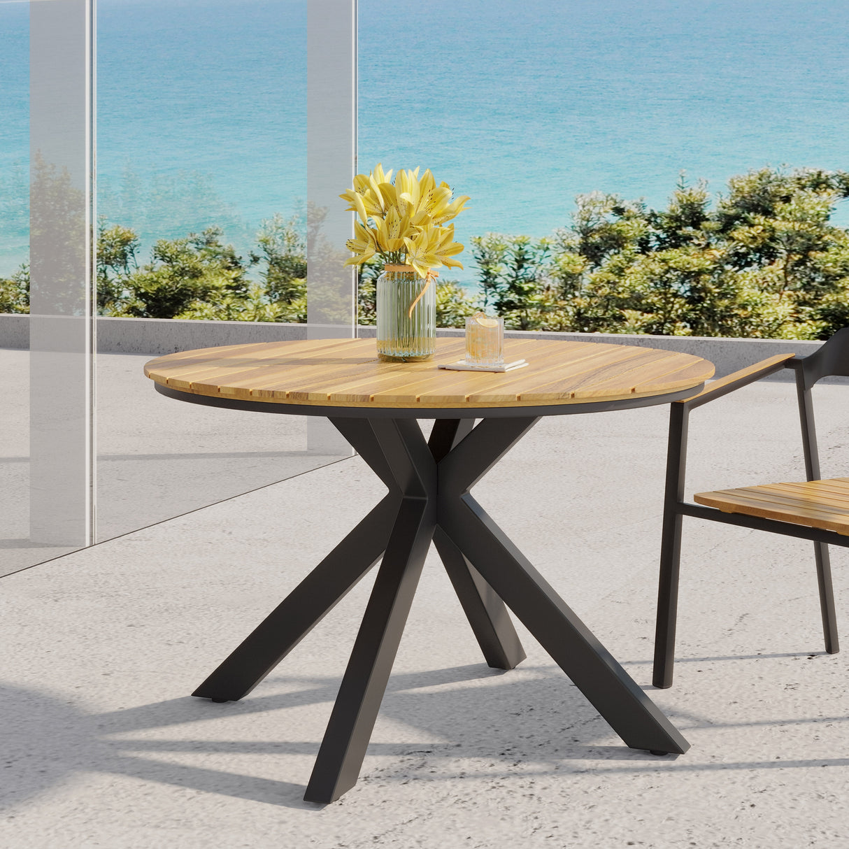 Soto Outdoor Outdoor Acacia Wood Circular Dining Table by Christopher Knight Home