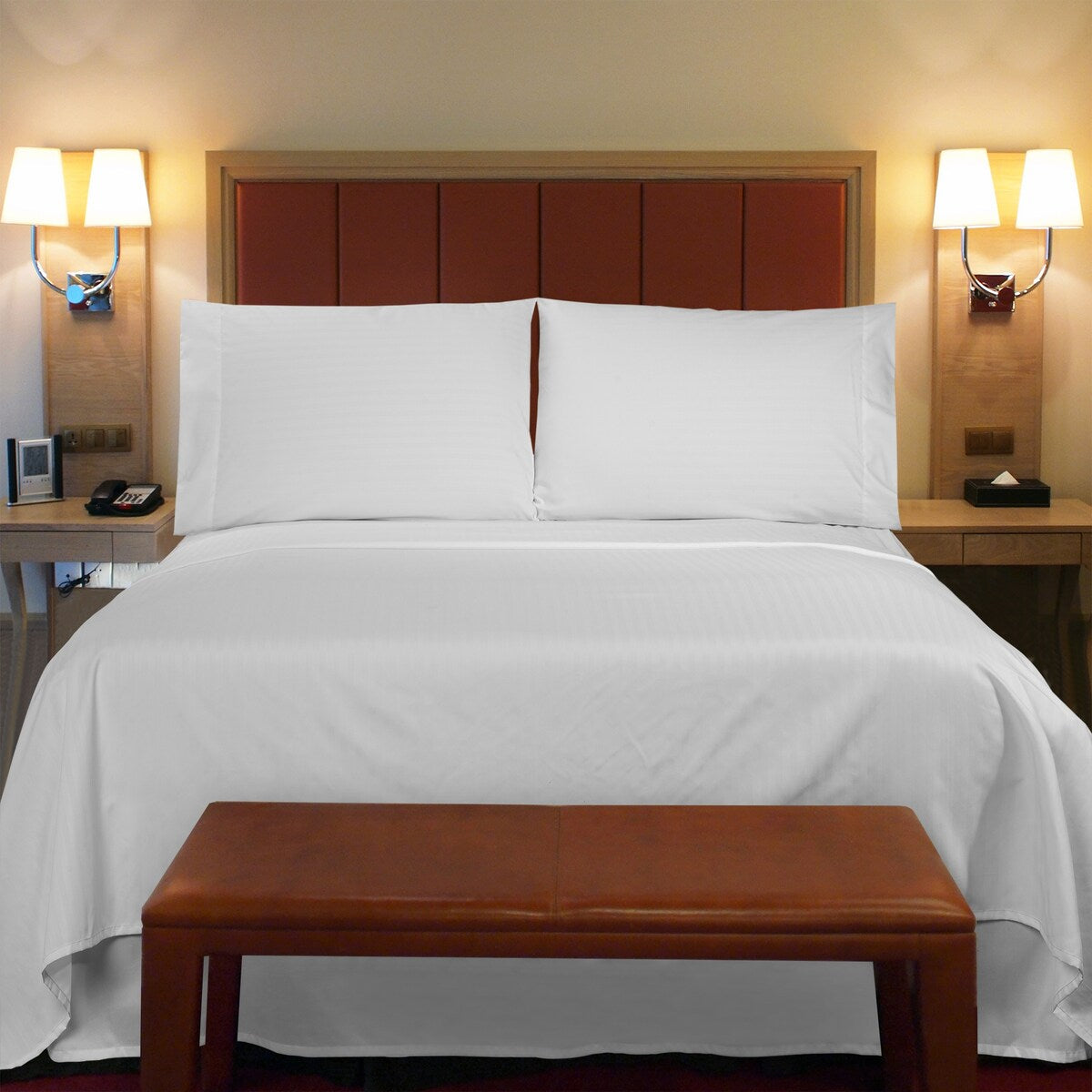 South Point Hospitality Embossed Stripe Luxury Soft Microfiber Flat Sheet Case Pack of 12