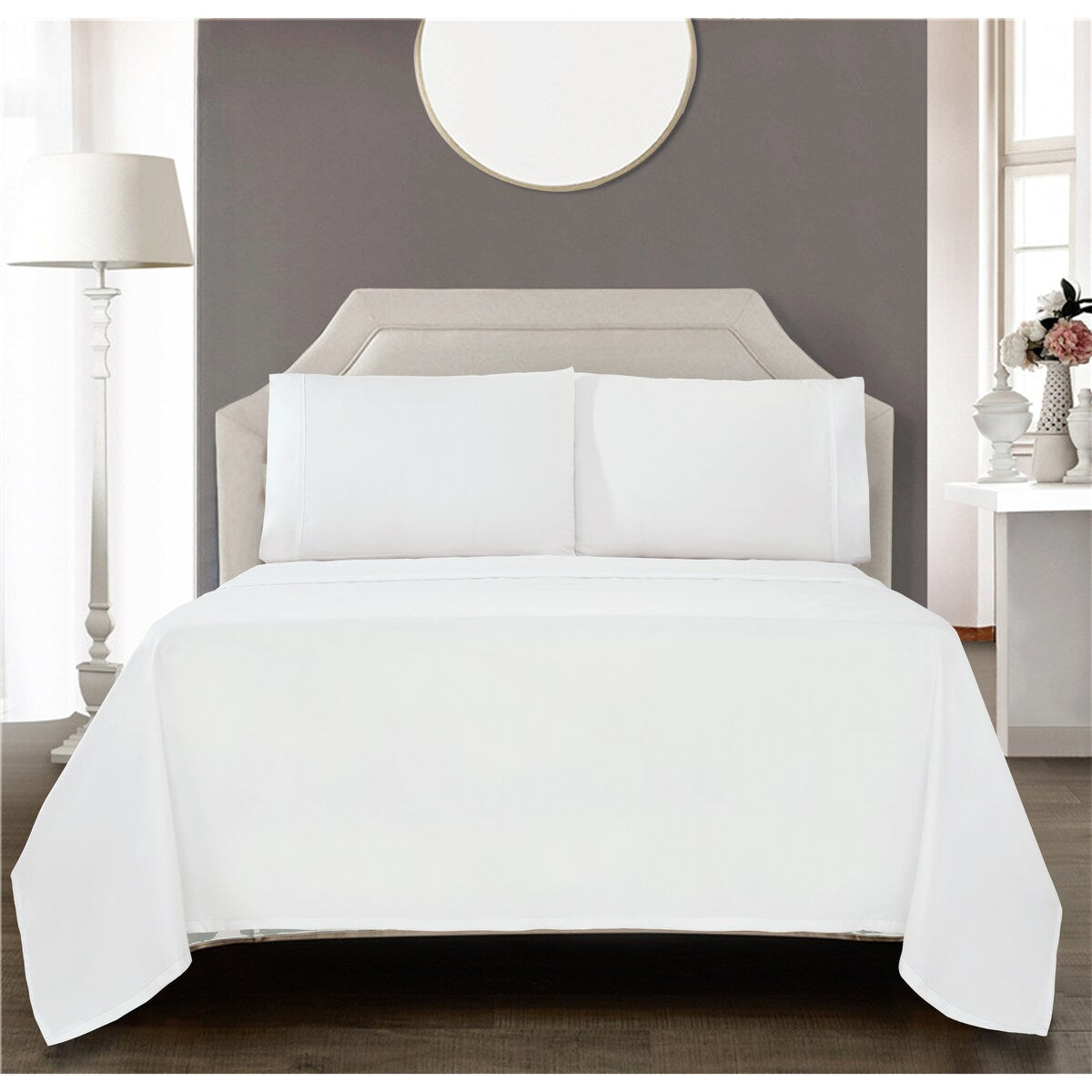South Point Hospitality 200 Thread Count 60% Cotton/40% Polyester Percale Flat Sheet Case Pack of 12 - Twin XL Flat - White