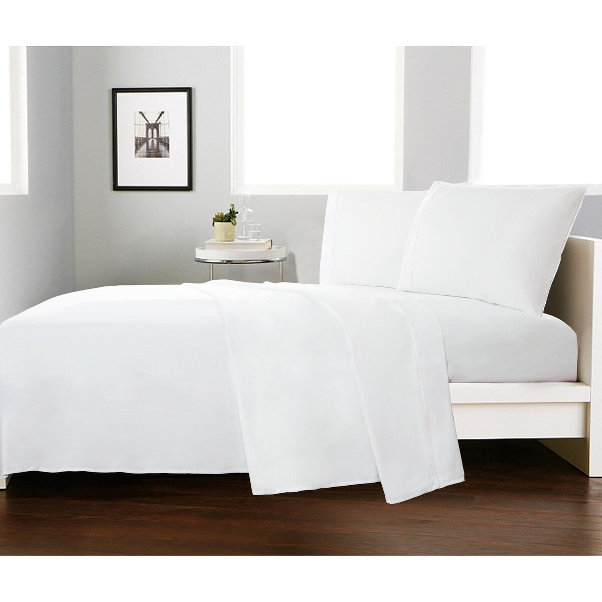 South Point Hospitality 200 Thread Count 60% Cotton/40% Polyester Percale Flat Sheet Case Pack of 12 - Twin XL Flat - White