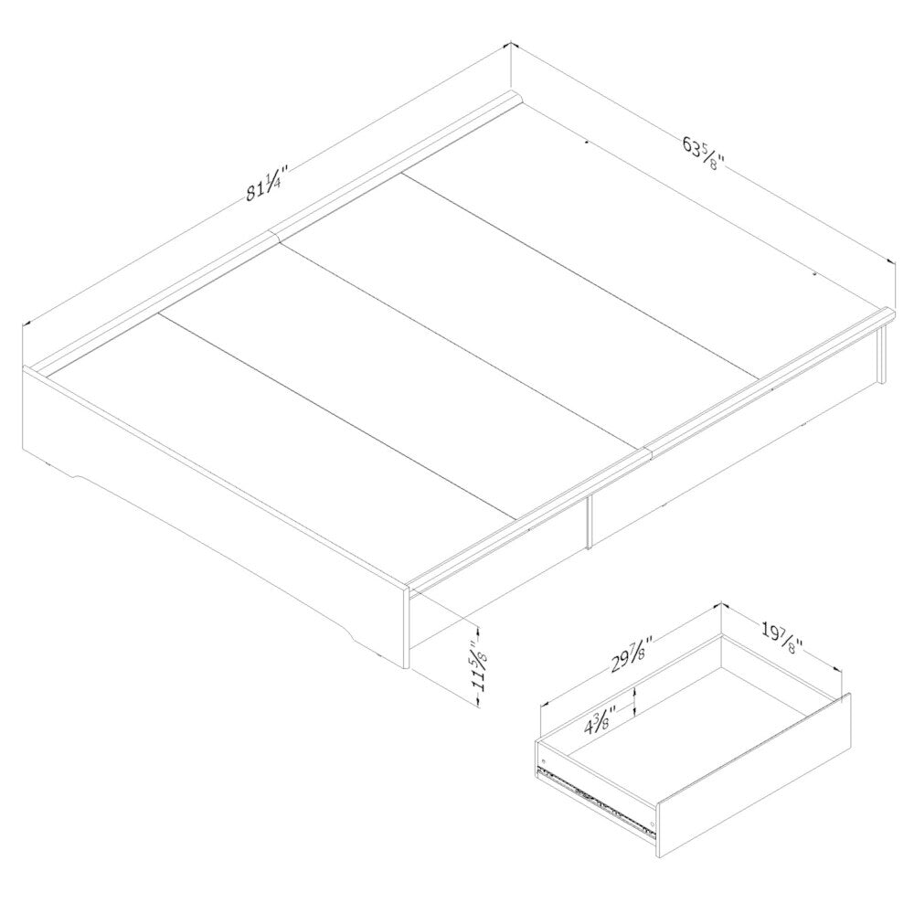 South Shore Basic Platform Bed with 2 Drawers