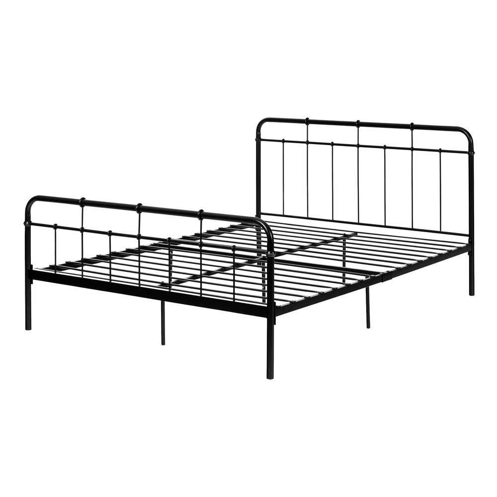 South Shore Holland Black Metal Queen Platform Bed with Headboard