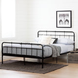 South Shore Holland Black Metal Queen Platform Bed with Headboard