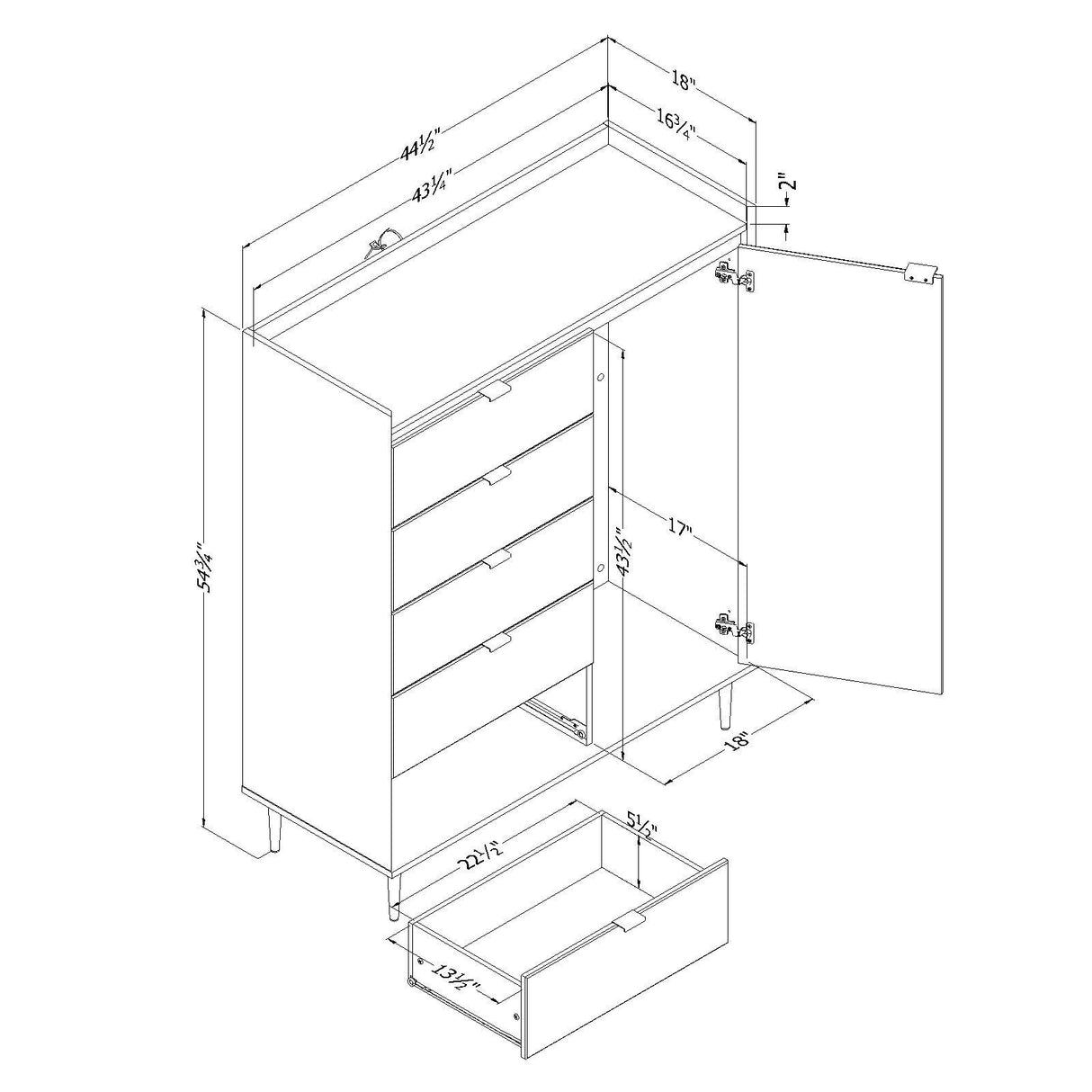 South Shore Hype Door Chest with 5 Drawers