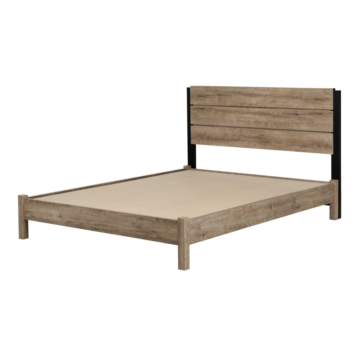 South Shore Munich Full Size Bed Set, Weathered Oak and Matte Black