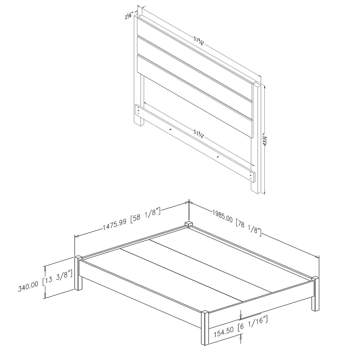 South Shore Munich Full Size Bed Set, Weathered Oak and Matte Black