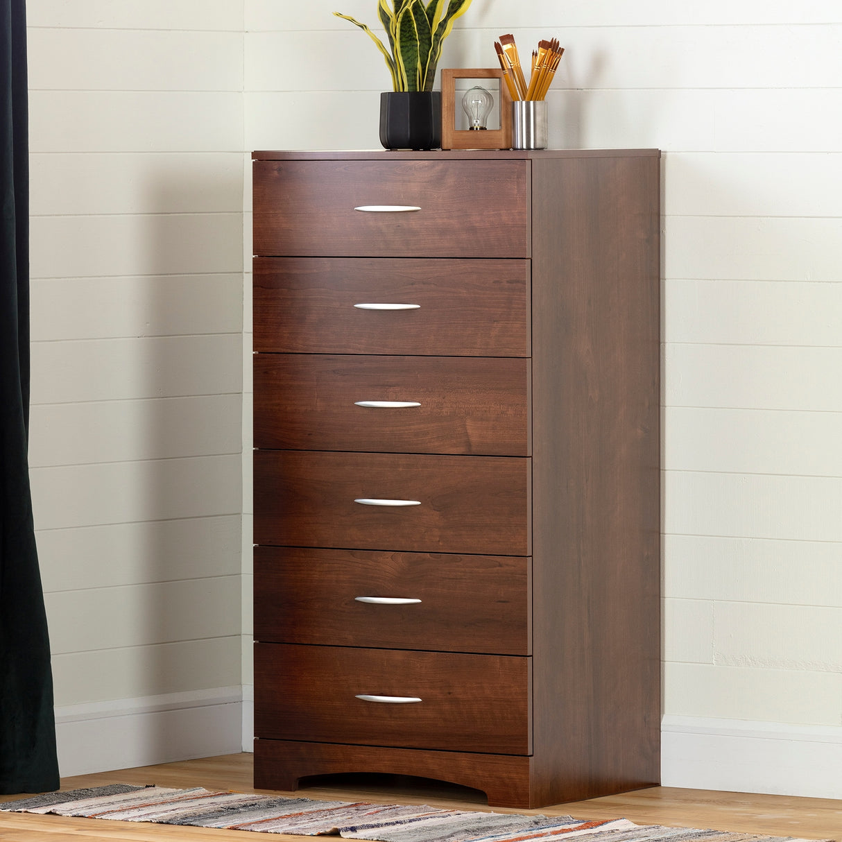 Step One Contemporary 6-Drawer Lingerie Chest/Dresser Metal Handles