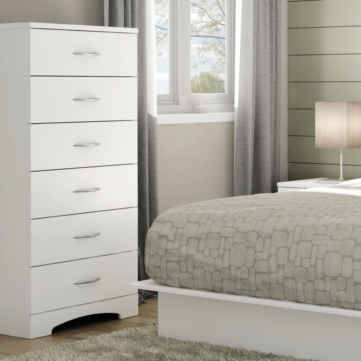 Step One Contemporary 6-Drawer Lingerie Chest/Dresser Metal Handles