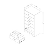 Step One Contemporary 6-Drawer Lingerie Chest/Dresser Metal Handles