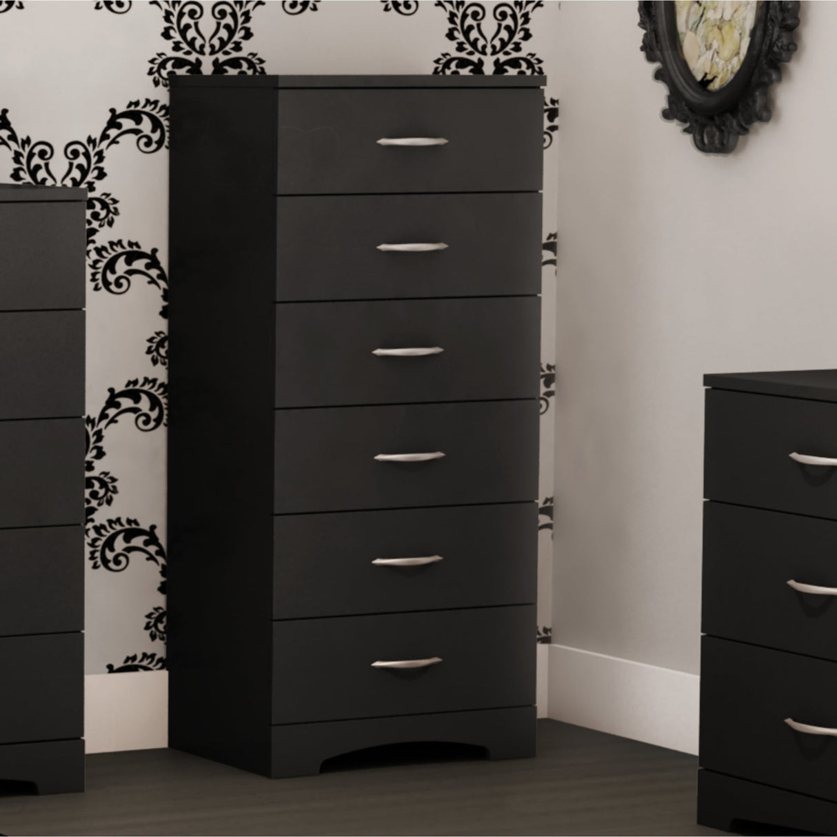 Step One Contemporary 6-Drawer Lingerie Chest/Dresser Metal Handles