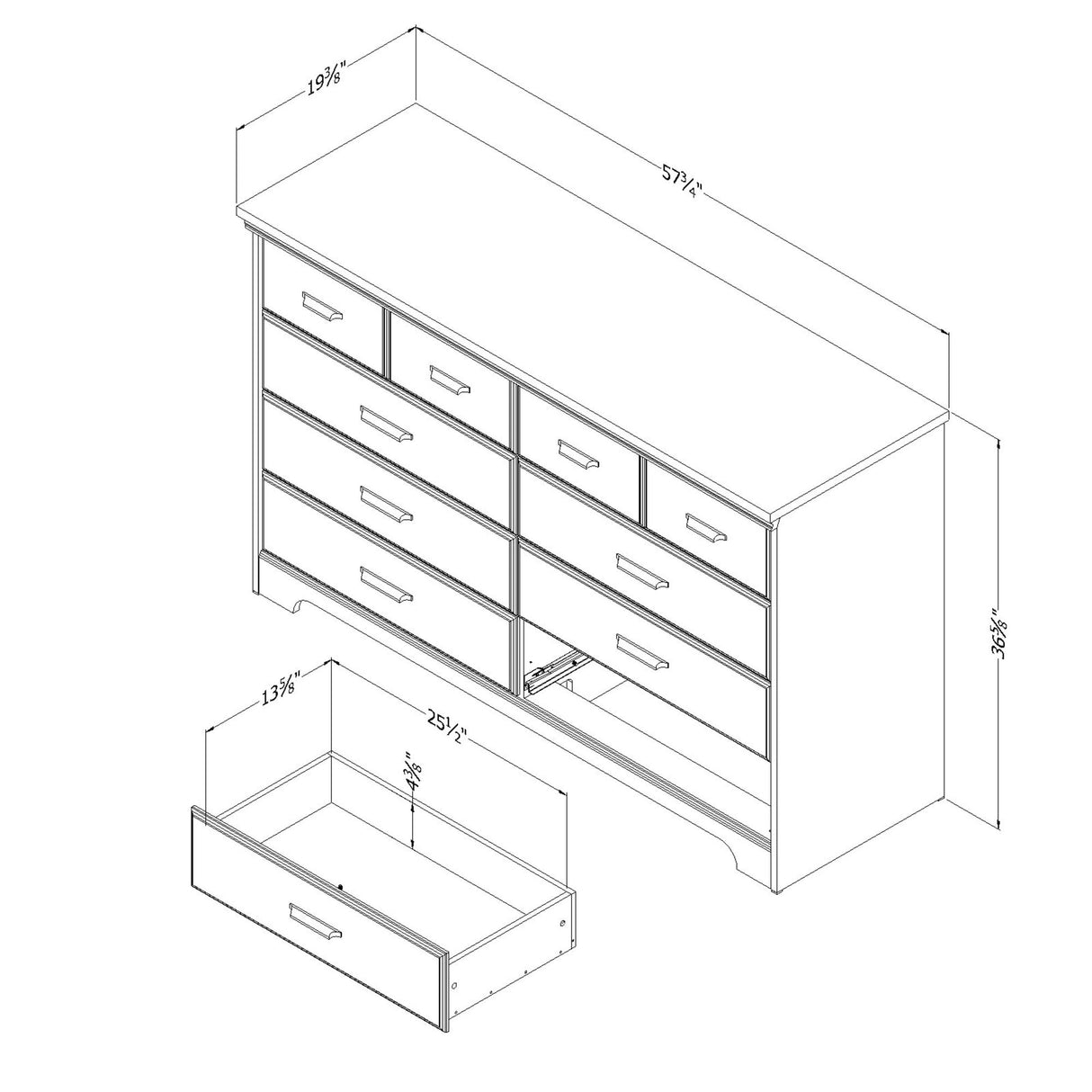 Versa Country Cottage 8-drawer Double Dresser