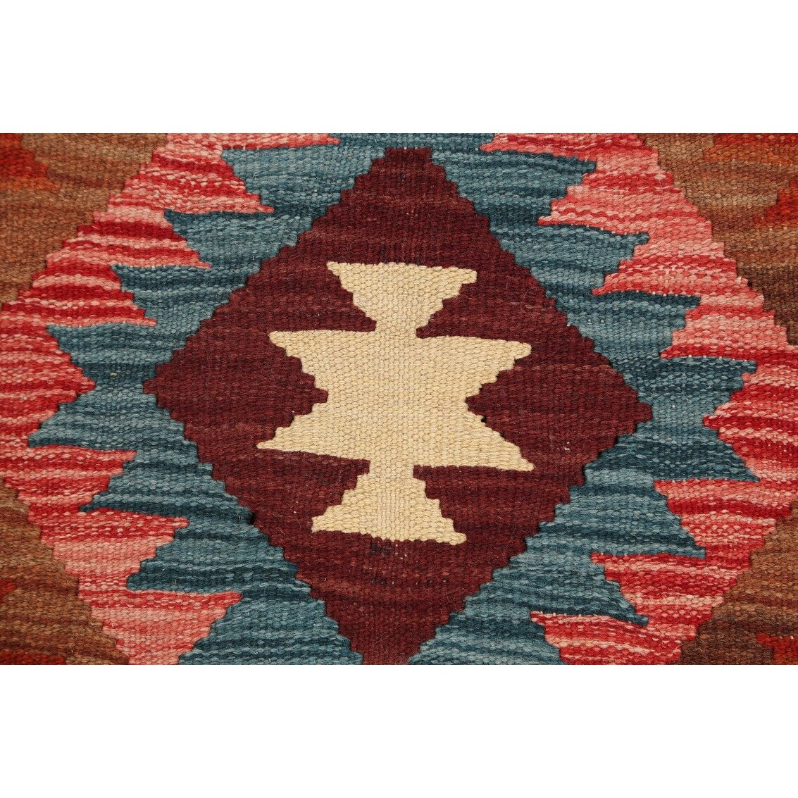 South-Western Reversible Oriental Kilim Area Rug Hand-Woven Carpet - 3'2" x 3'5" Square