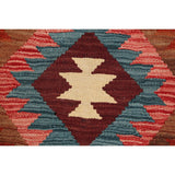 South-Western Reversible Oriental Kilim Area Rug Hand-Woven Carpet - 3'2" x 3'5" Square