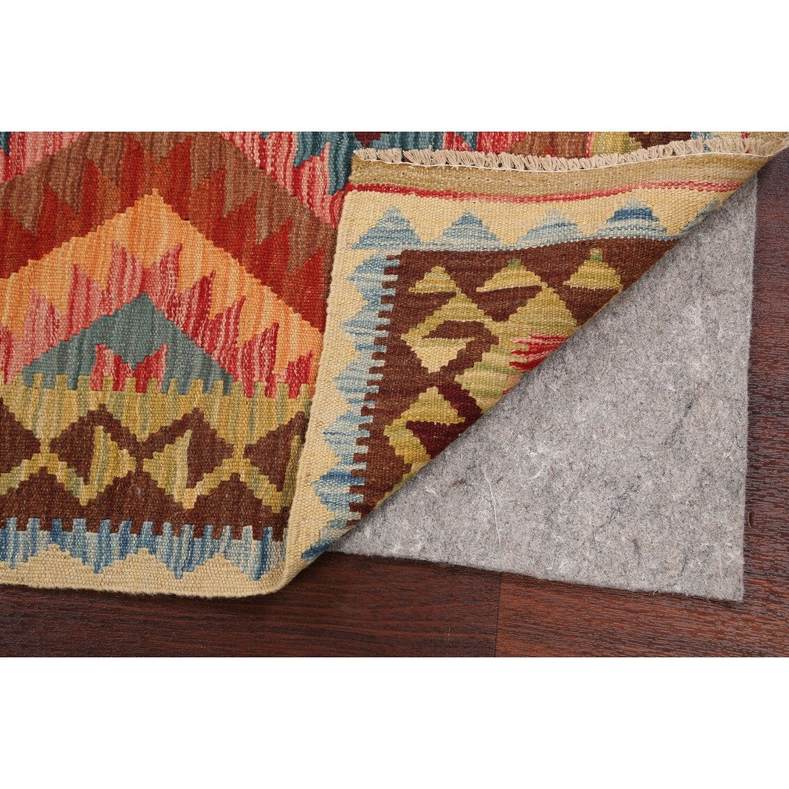 South-Western Reversible Oriental Kilim Area Rug Hand-Woven Carpet - 3'2" x 3'5" Square
