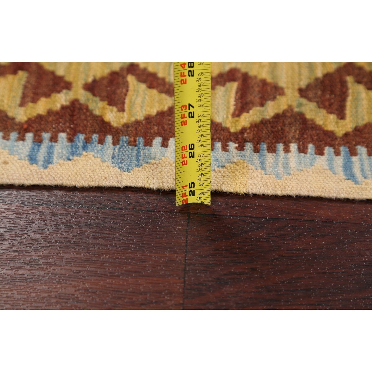 South-Western Reversible Oriental Kilim Area Rug Hand-Woven Carpet - 3'2" x 3'5" Square