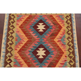 South-Western Reversible Oriental Kilim Area Rug Hand-Woven Carpet - 3'2" x 3'5" Square