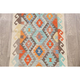 South-western Geometric Kilim Oriental Runner Rug Wool Flat-weave - 2'8" x 9'10"