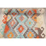 South-western Geometric Kilim Oriental Runner Rug Wool Flat-weave - 2'8" x 9'10"