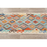 South-western Geometric Kilim Oriental Runner Rug Wool Flat-weave - 2'8" x 9'10"