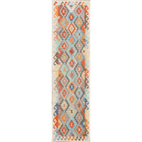South-western Geometric Kilim Oriental Runner Rug Wool Flat-weave - 2'8" x 9'10"