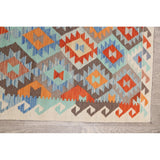 South-western Geometric Kilim Oriental Runner Rug Wool Flat-weave - 2'8" x 9'10"