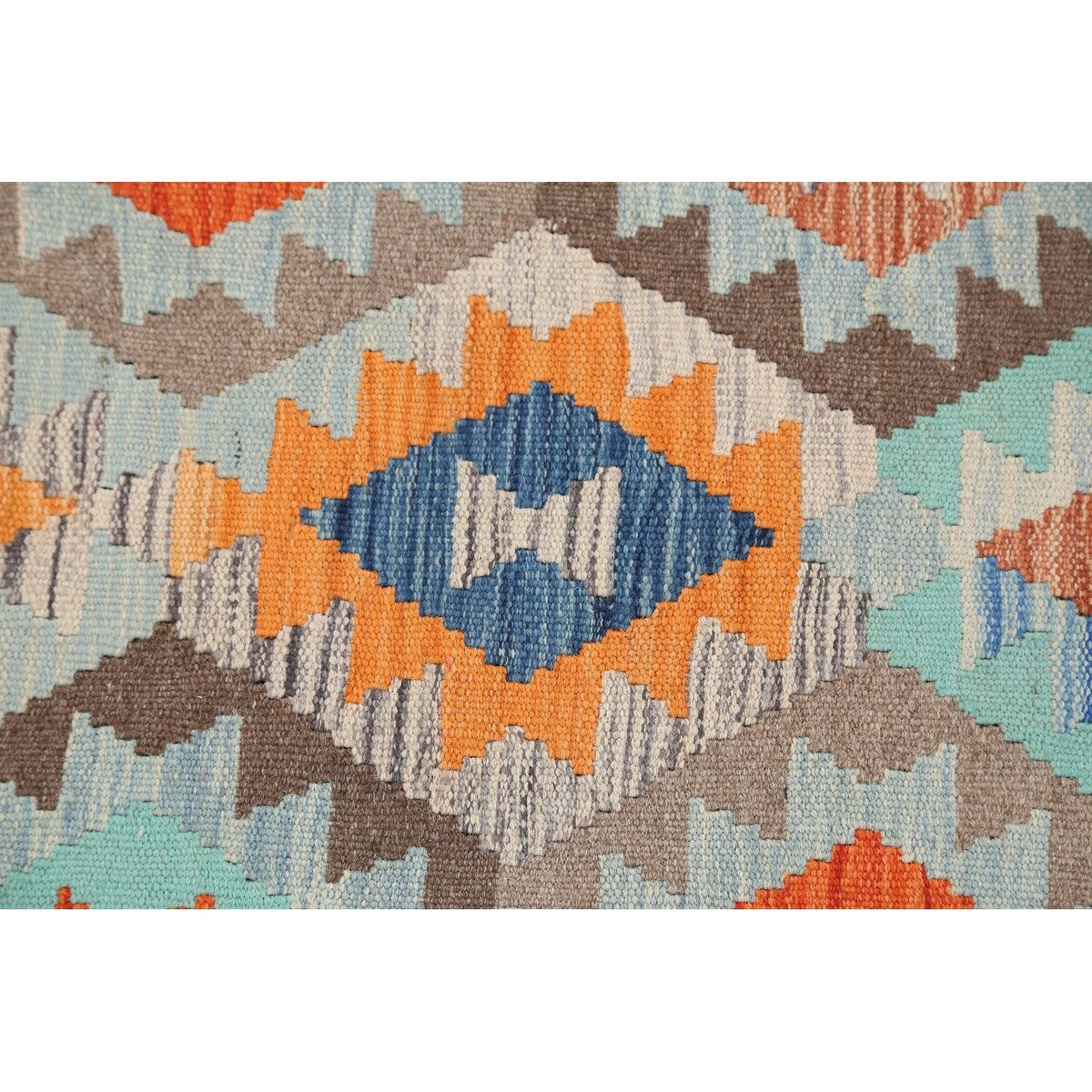 South-western Geometric Kilim Oriental Runner Rug Wool Flat-weave - 2'8" x 9'10"