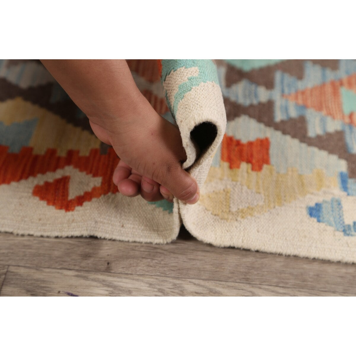 South-western Geometric Kilim Oriental Runner Rug Wool Flat-weave - 2'8" x 9'10"