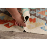 South-western Geometric Kilim Oriental Runner Rug Wool Flat-weave - 2'8" x 9'10"