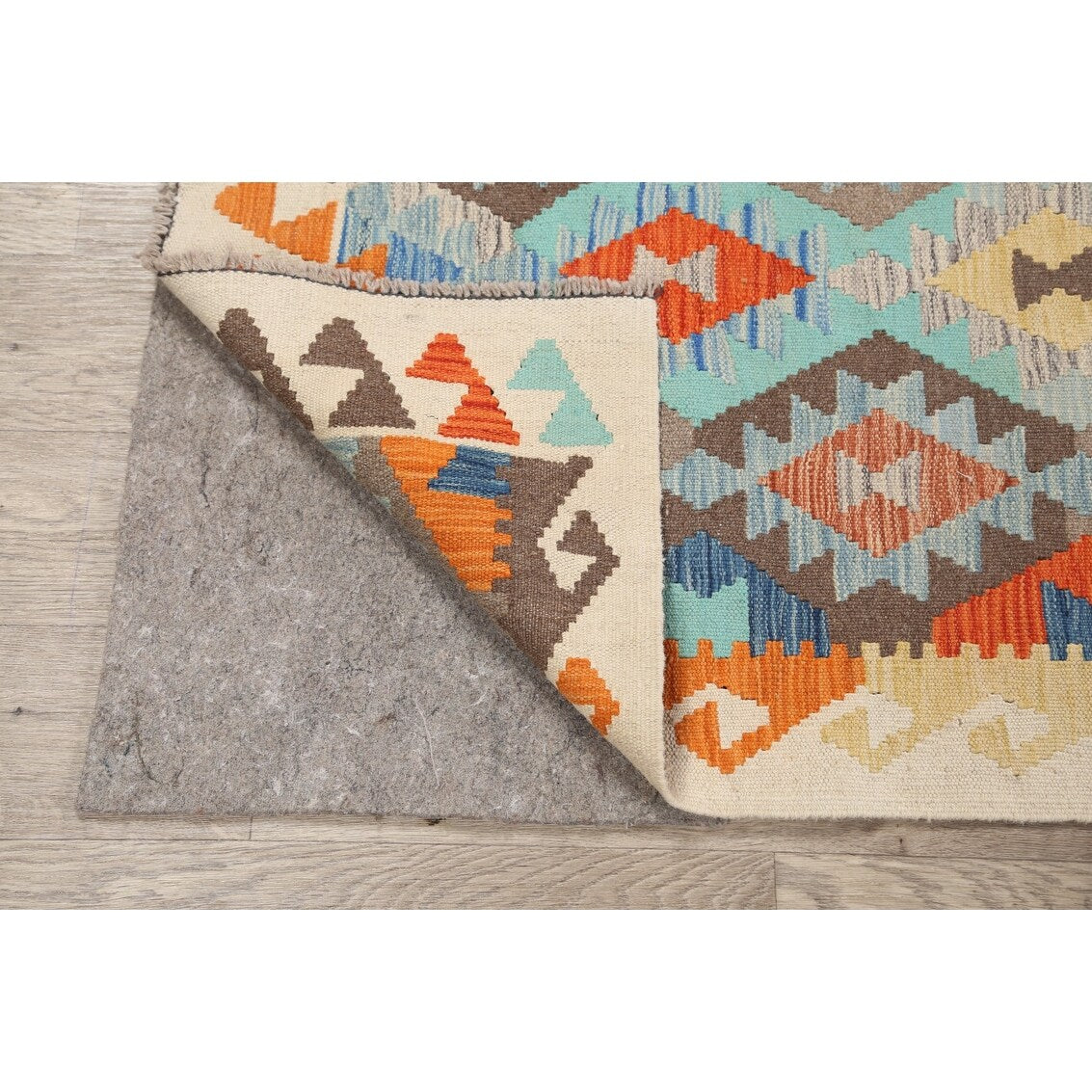 South-western Geometric Kilim Oriental Runner Rug Wool Flat-weave - 2'8" x 9'10"