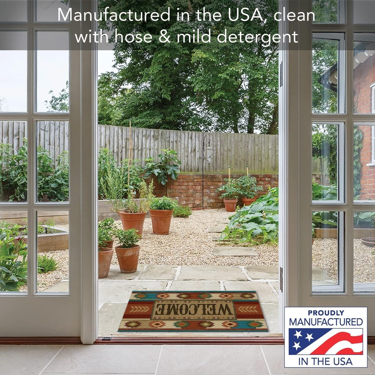 Southwest Welcome Entryway Floor Mat Made in The USA Low Profile Protective Non-Skid Rubber Backing 29.5" by 17.75"