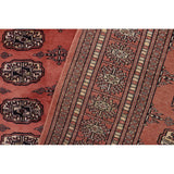 Southwestern Bokhara Desirae Pink Green Hand Knotted Rug - 4'0'' x 5'11''