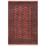Southwestern Bokhara Desirae Pink Green Hand Knotted Rug - 4'0'' x 5'11''